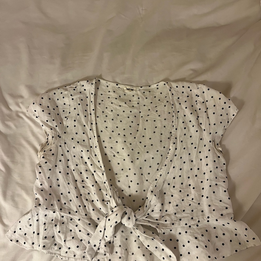 Polka Dot Tie-Front Top